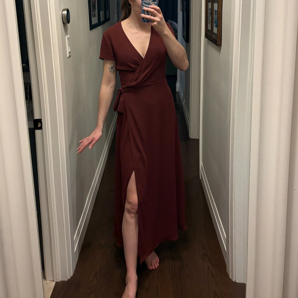 Babaton midi wrap dress with pockets